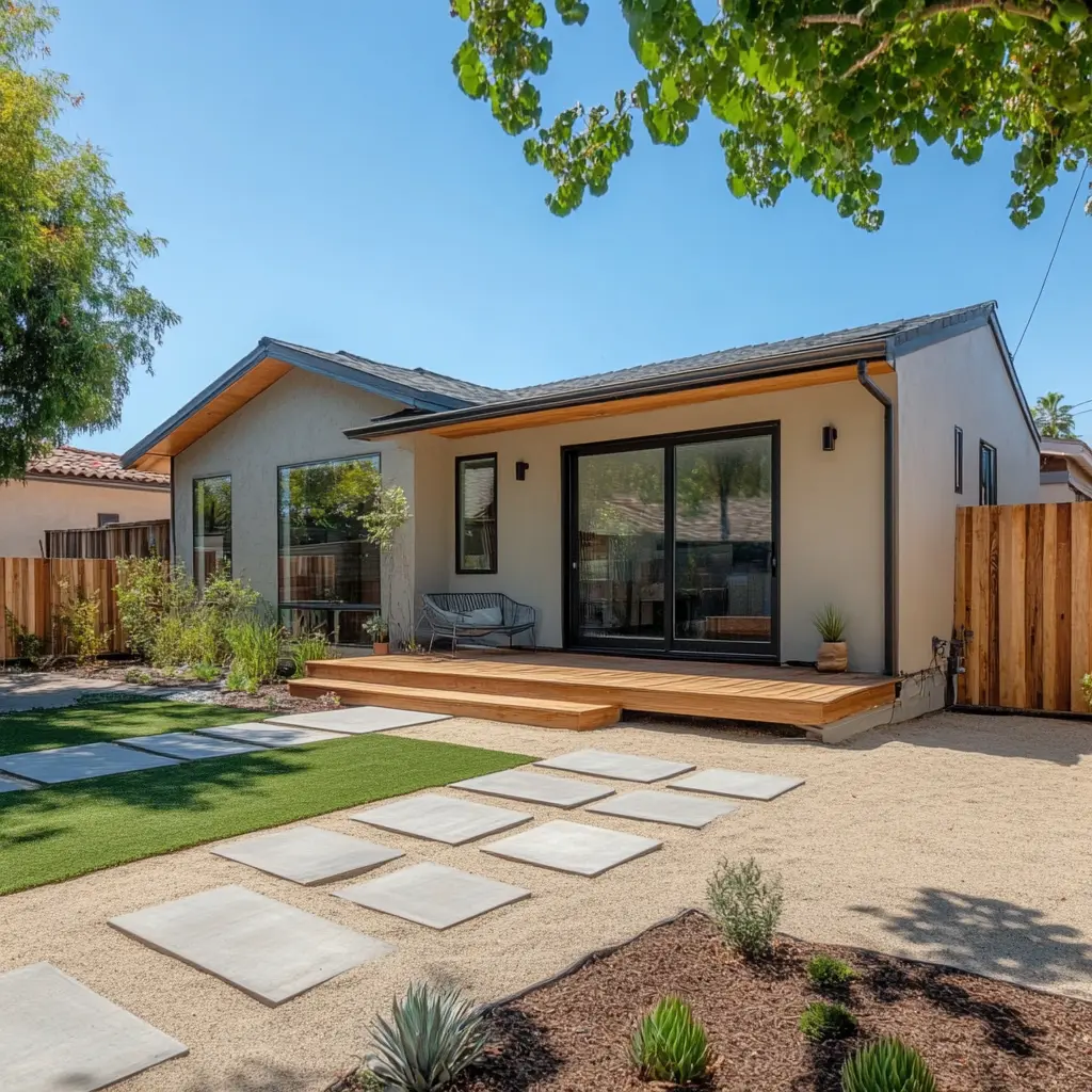 Stunning Anaheim Home with Modern ADU and Backyard Oasis Modern Anaheim home with a sleek ADU, featuring a welcoming facade and a lush backyard.