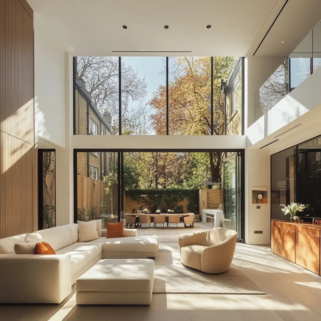Bright & Airy Living Room Extension with Natural Light Bright living room extension with floor-to-ceiling windows