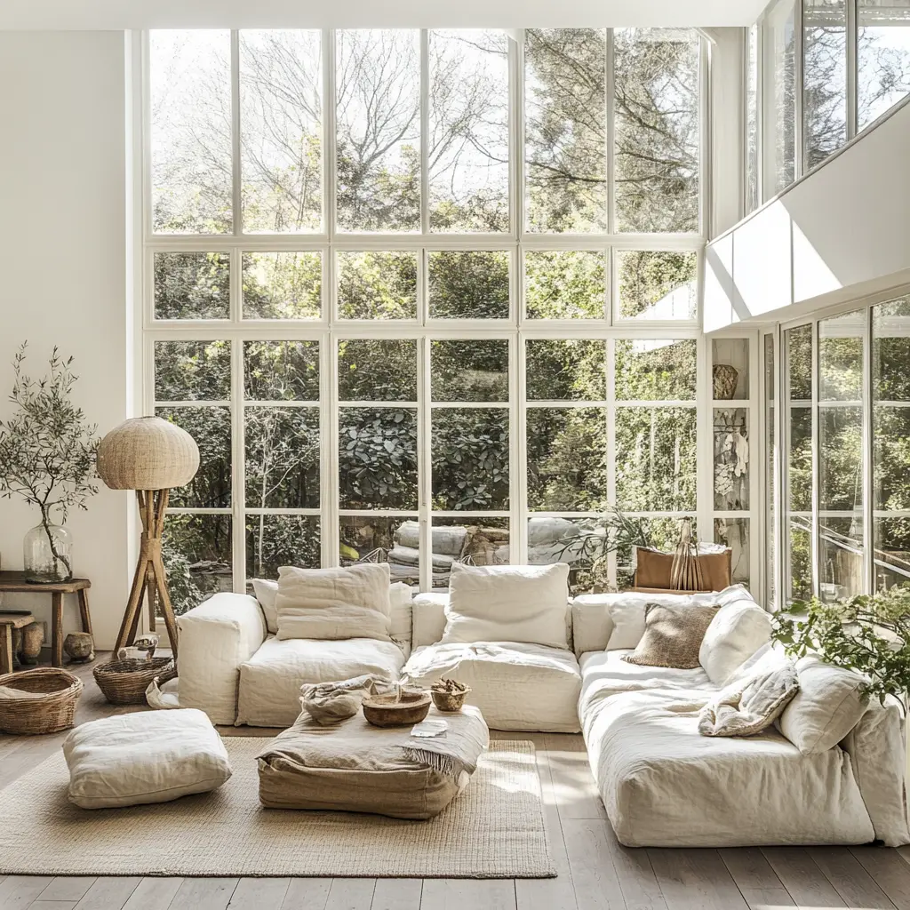 Bright and Spacious Living Room Extension with Floor-to-Ceiling Windows Bright and airy living room extension with large windows.