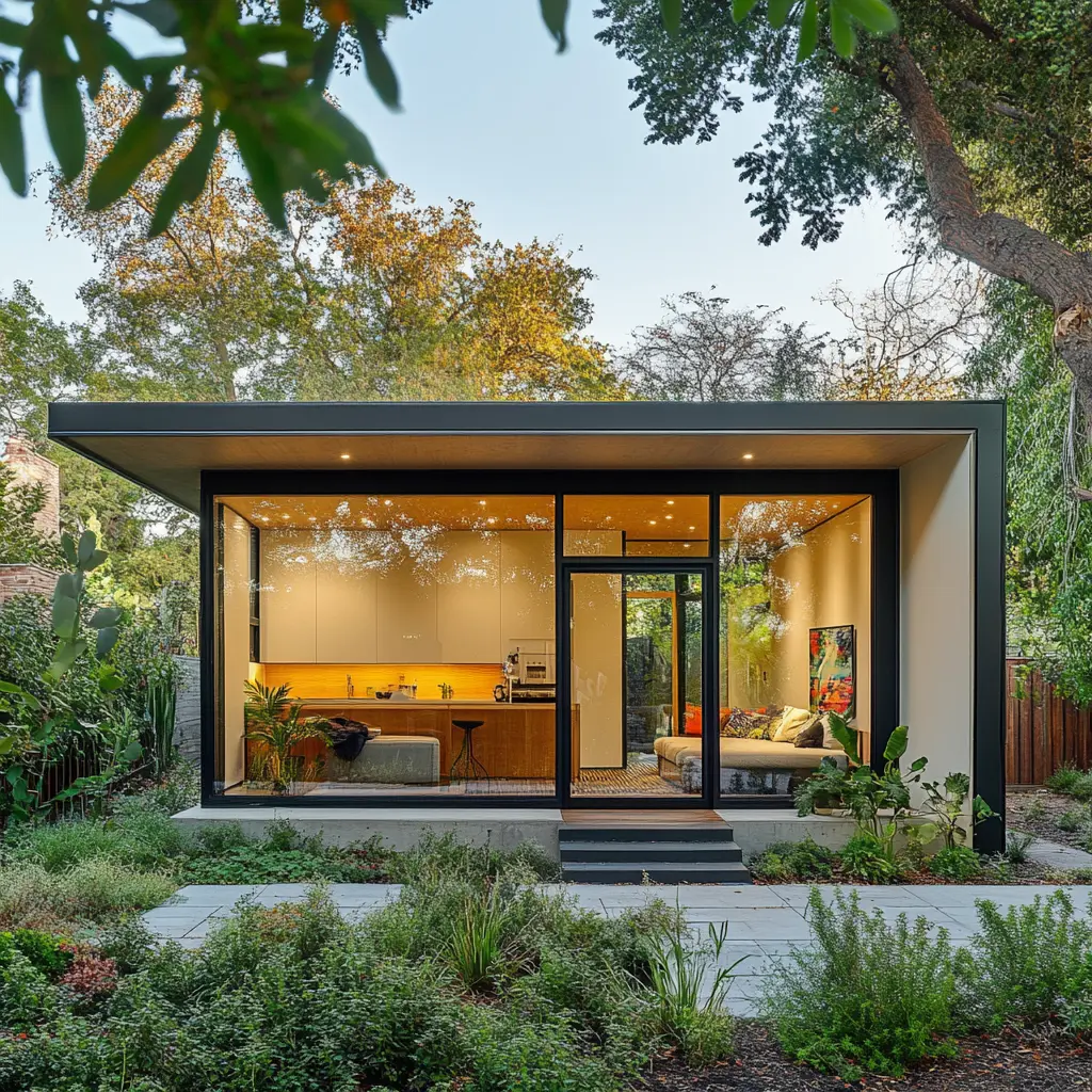 Sleek Contemporary ADU with Functional Minimalist Interior Modern ADU with minimalist interior and small patio