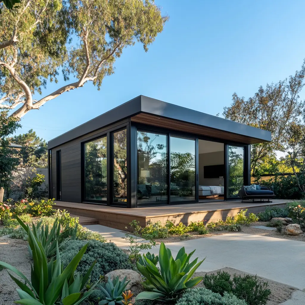 Modern ADU for Sale in Laguna Hills: Sleek Design, Private Patio Modern ADU with large windows and private patio in Laguna Hills