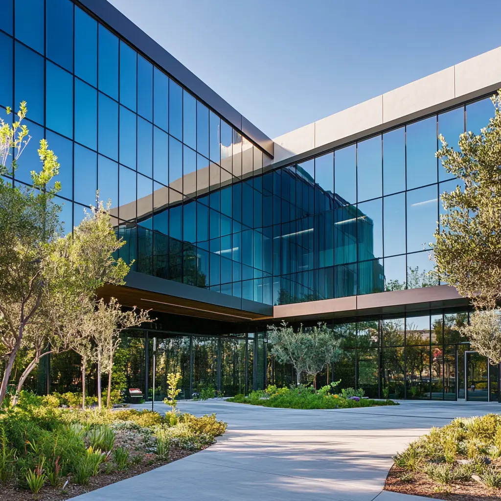 Sustainable Modern Building in Los Angeles Modern, eco-friendly building with green landscaping in Los Angeles