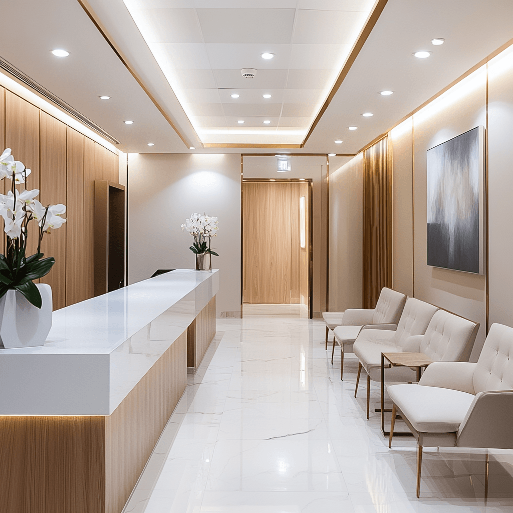 Sleek and Modern Medical Office Design Modern medical office with a clean and organized reception area