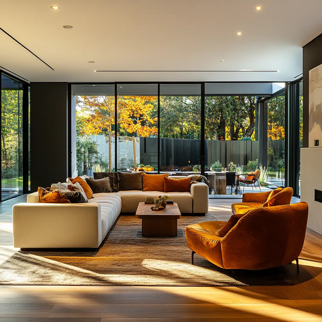 Spacious Family Room Extension: Open and Welcoming Spacious family room extension with large windows and wooden floors