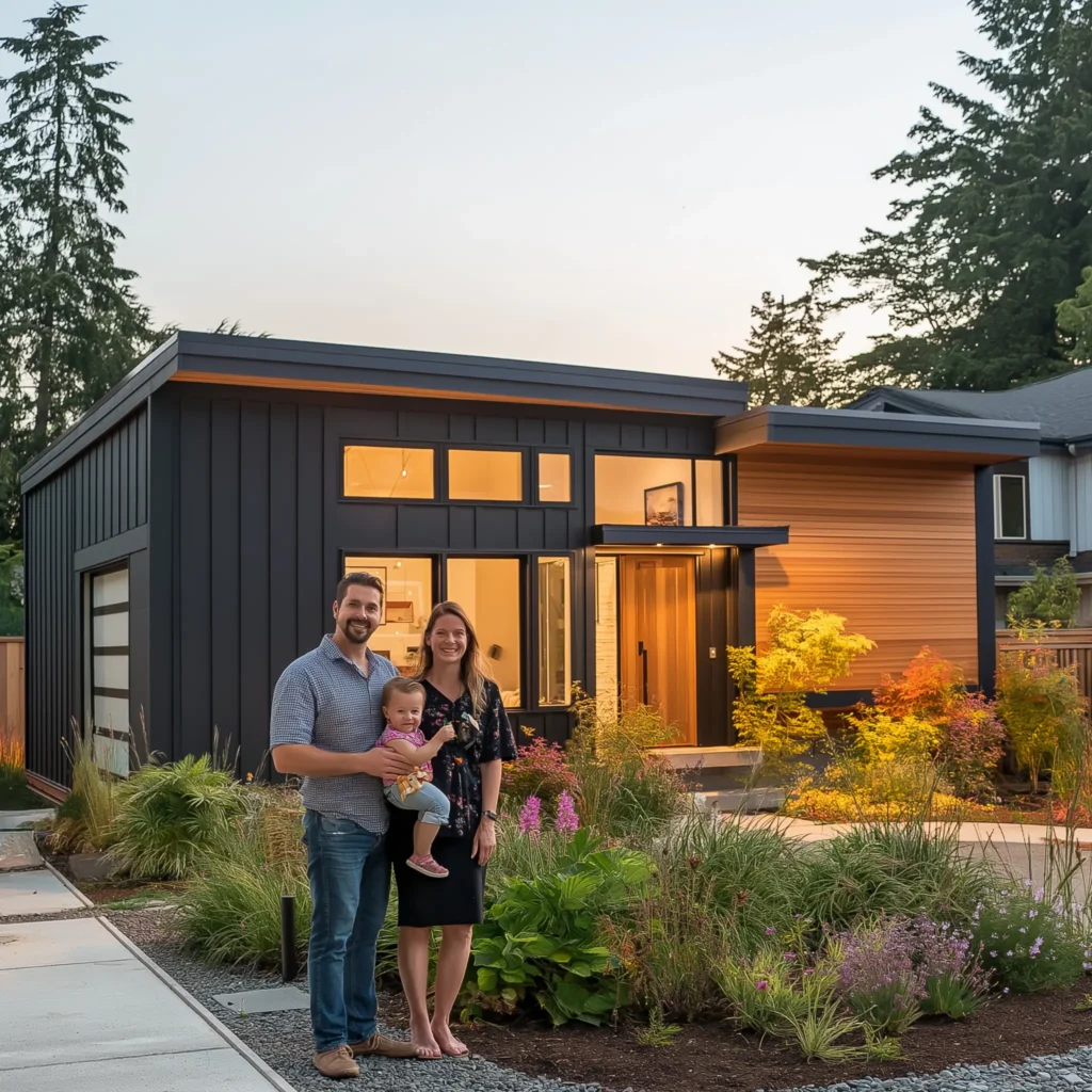 A family enjoying their new ADU backyard space, perfect for outdoor living.