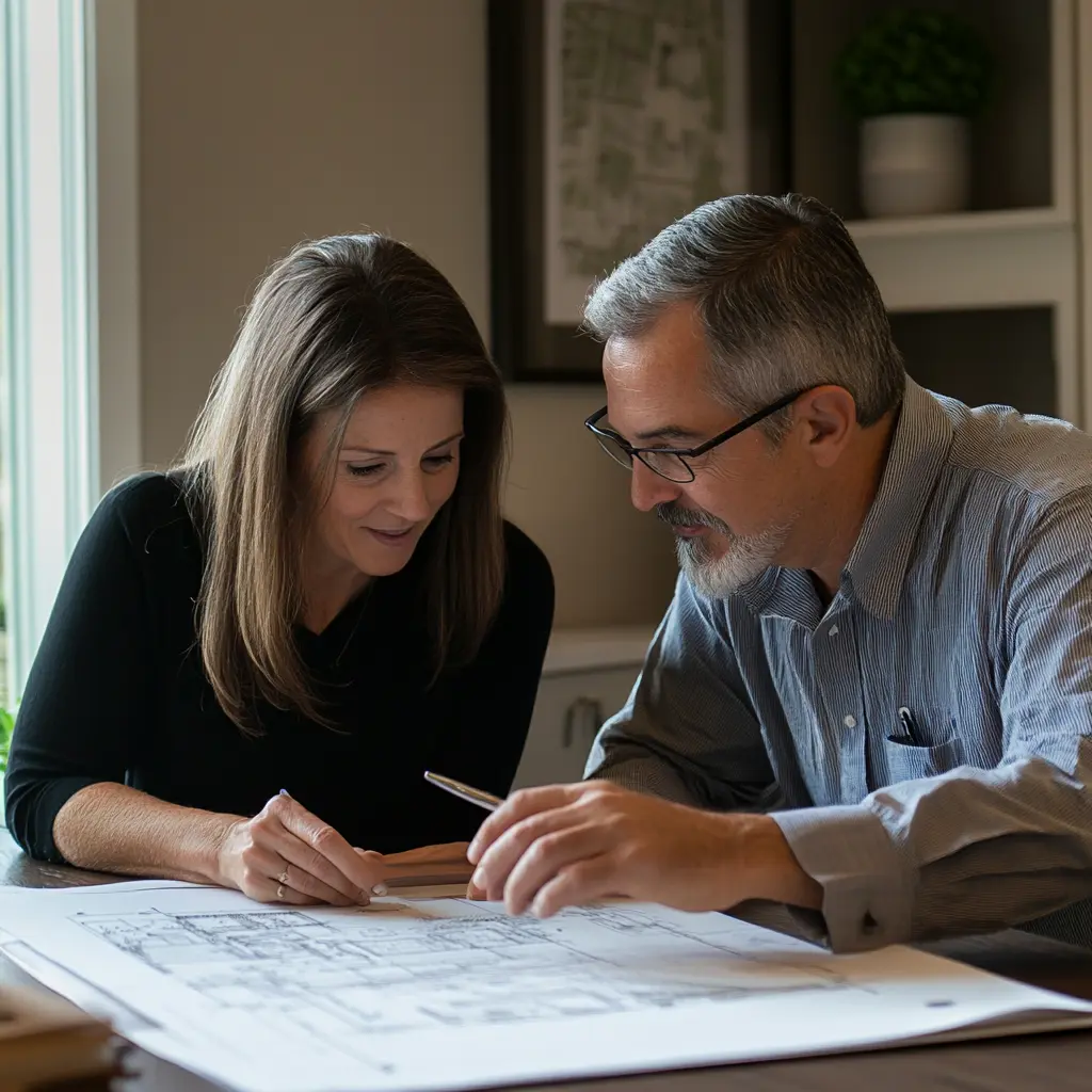 Architect and Builder Collaboration for Better Home Builds Architect and builder working together on a construction project.