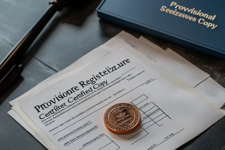 A close-up of a certified lease agreement and a Jeonse legal report folder on a lawyer's desk.