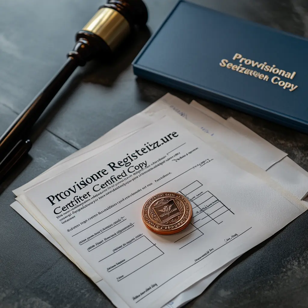 A close-up of a certified lease agreement and a Jeonse legal report folder on a lawyer's desk.