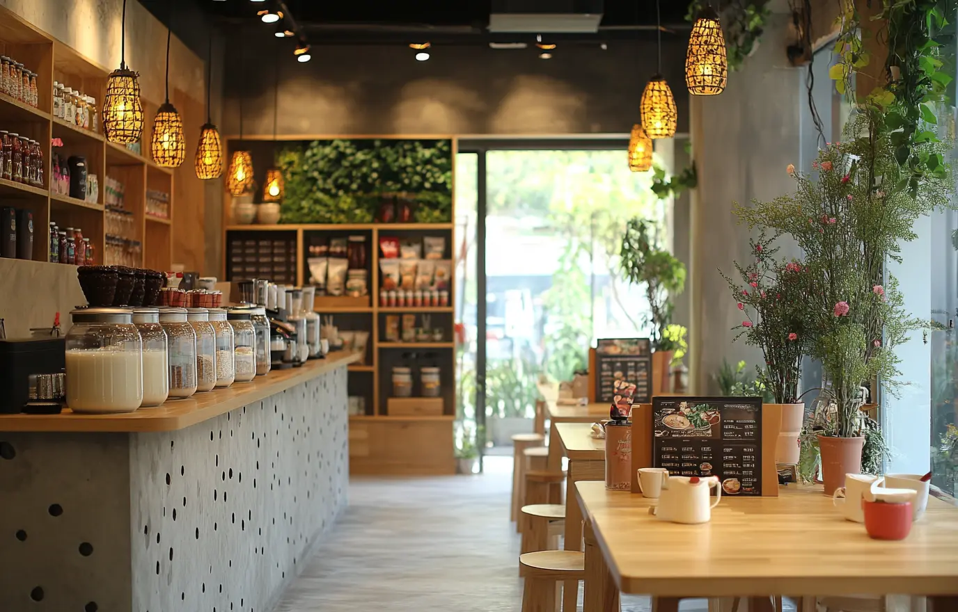 High-Quality Milk Tea Shop Photography: Capturing the Essence of Your Brand A high-quality photo of a milk tea shop, showcasing the attention to detail and craftsmanship.