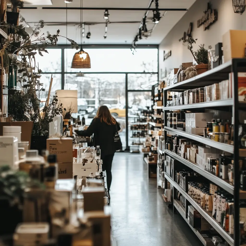 Minimalist Retail Store Design: Creating a Clean and Inviting Space Modern retail store interior with minimalist product displays