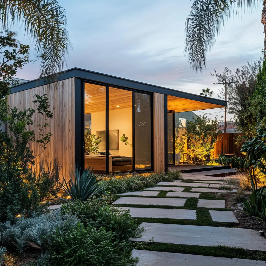 Modern ADU in Placentia: Seamlessly Blending with the Neighborhood Modern ADU in Placentia with large windows and lush landscaping in Costa Mesa