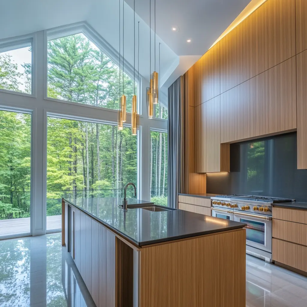 Modern Kitchen Design with Large Island and Abundant Natural Light Spacious modern kitchen with a large island and natural light in Buena Park