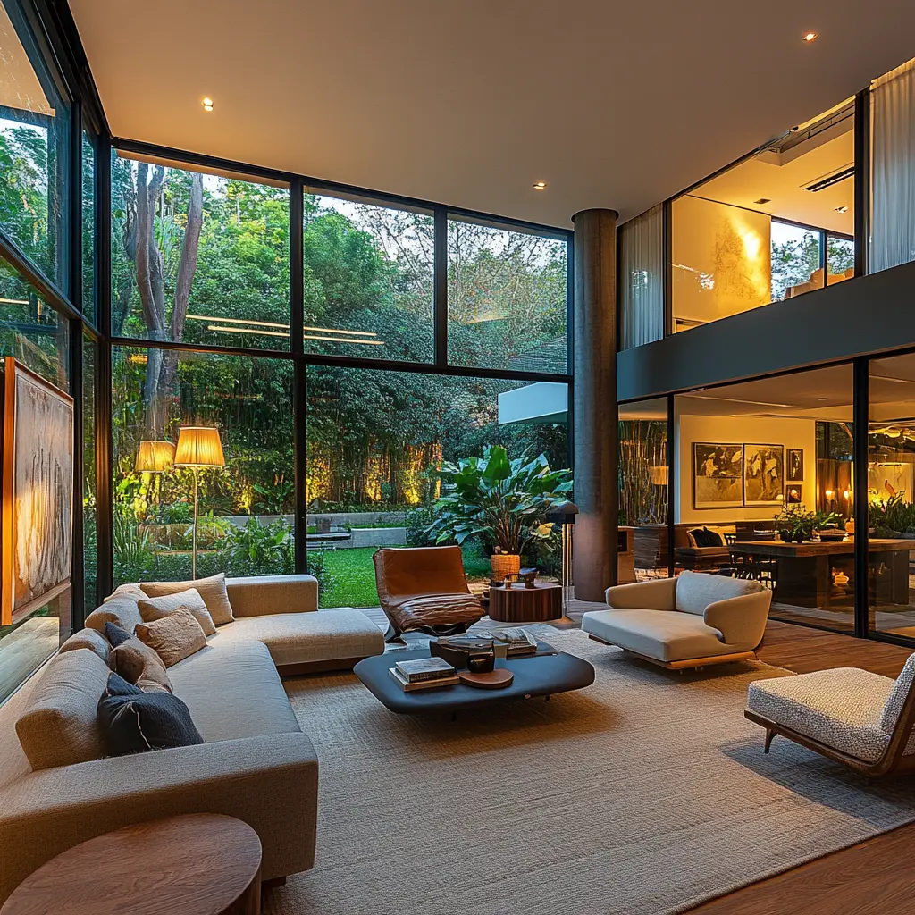Modern Living Room Design: Cozy and Inviting Modern living room with comfortable seating and soft lighting