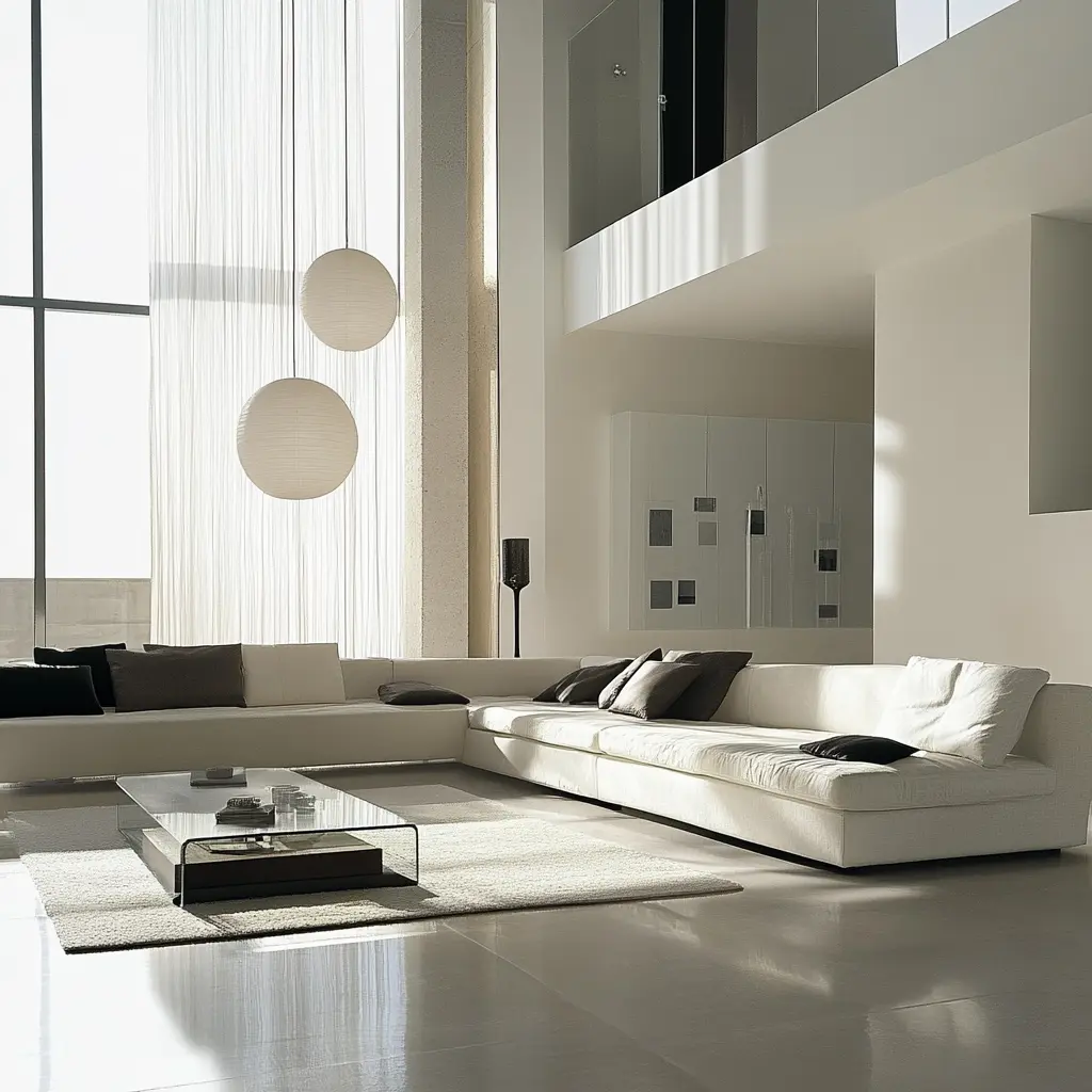 Modern Living Room with Stylish Furniture A modern living room with stylish furniture and a minimalist design.