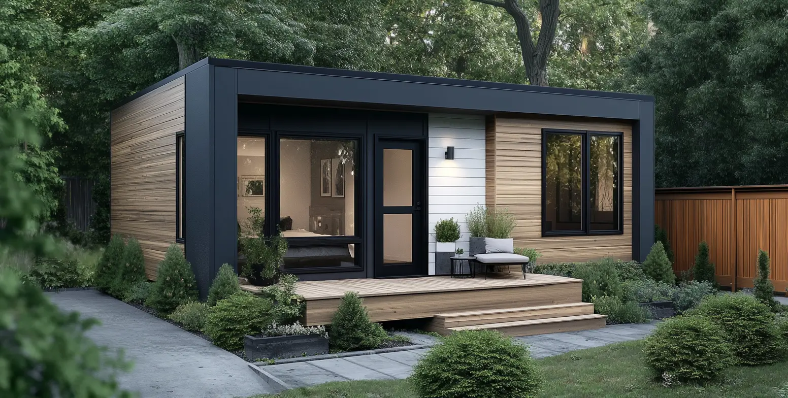 Modern ADU Seamlessly Blends into Placentia Neighborhood Modern ADU in Placentia with large windows and lush landscaping