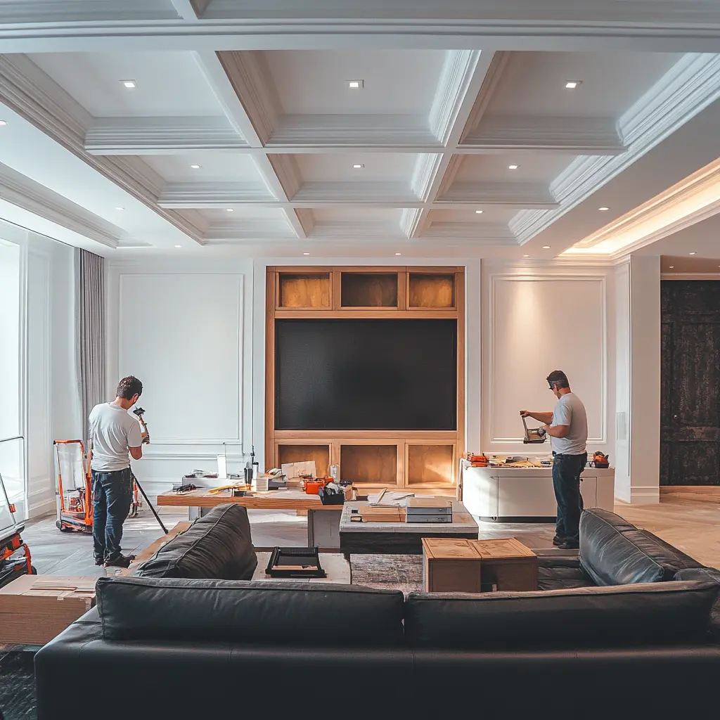Professional Home Renovation Services: Quality Craftsmanship A contractor installing modern lighting fixtures during a home renovation in Baldwin Park
