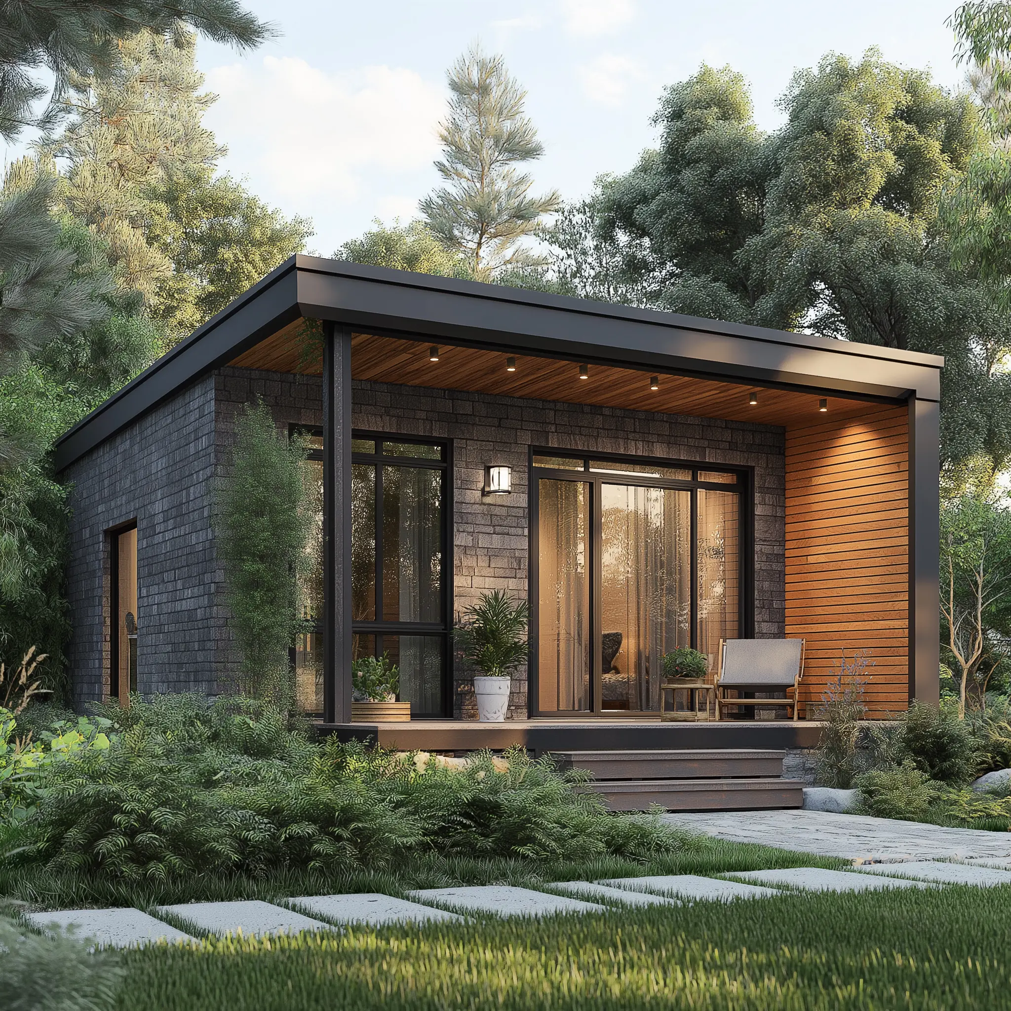 Rustic Charm: Small Wooden House Architect Sketch A hand-drawn sketch of a small, wooden house with a rustic exterior.