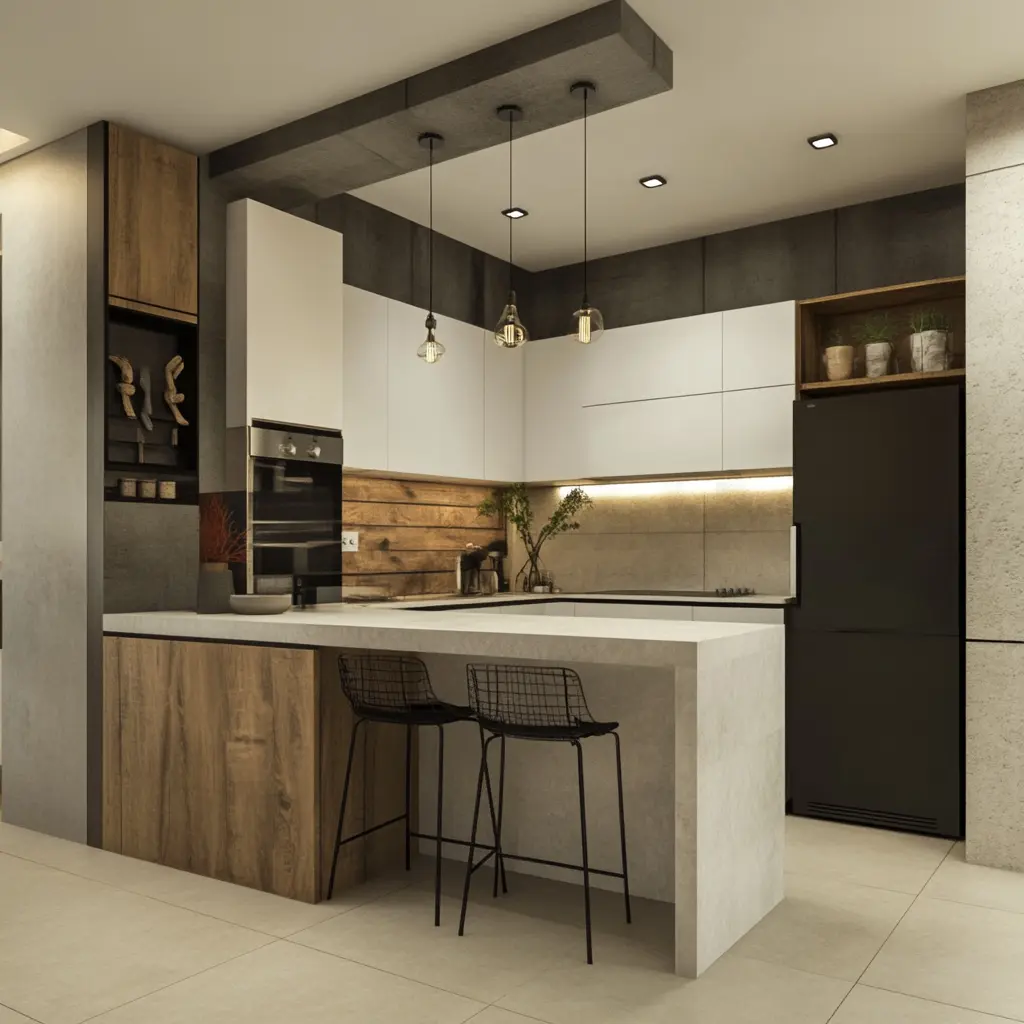 Spacious Contemporary Kitchen Design with Ample Counter Space A contemporary kitchen with a large island and plenty of counter space in Arcadia