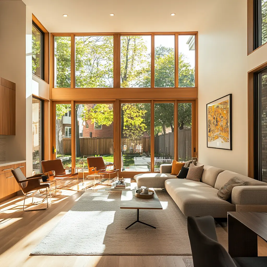 Spacious Living Room Extension with Abundant Natural Light Modern living room extension with large windows and open layout