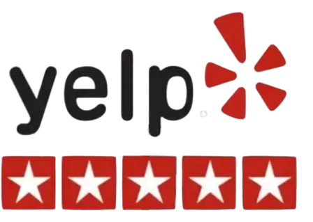 Yelp logo with 5 stars indicating exceptional customer satisfaction.