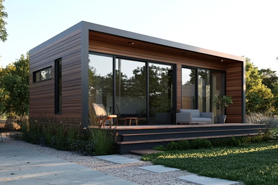 A tiny home in a California neighborhood, showcasing modern design and a compact footprint.