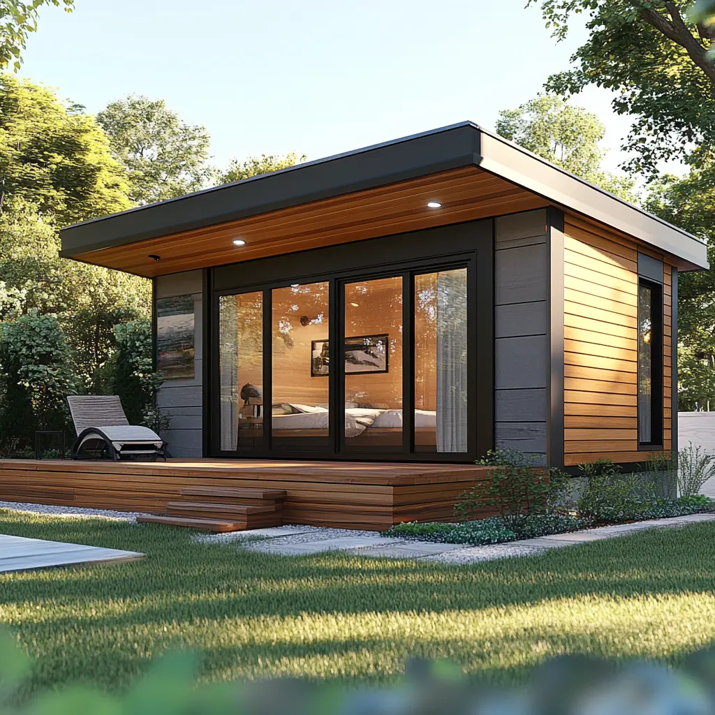 Cozy Colorado-Style Backyard Tiny Home A 2-bedroom tiny house nestled in a backyard, featuring a classic Colorado mountain cabin aesthetic.