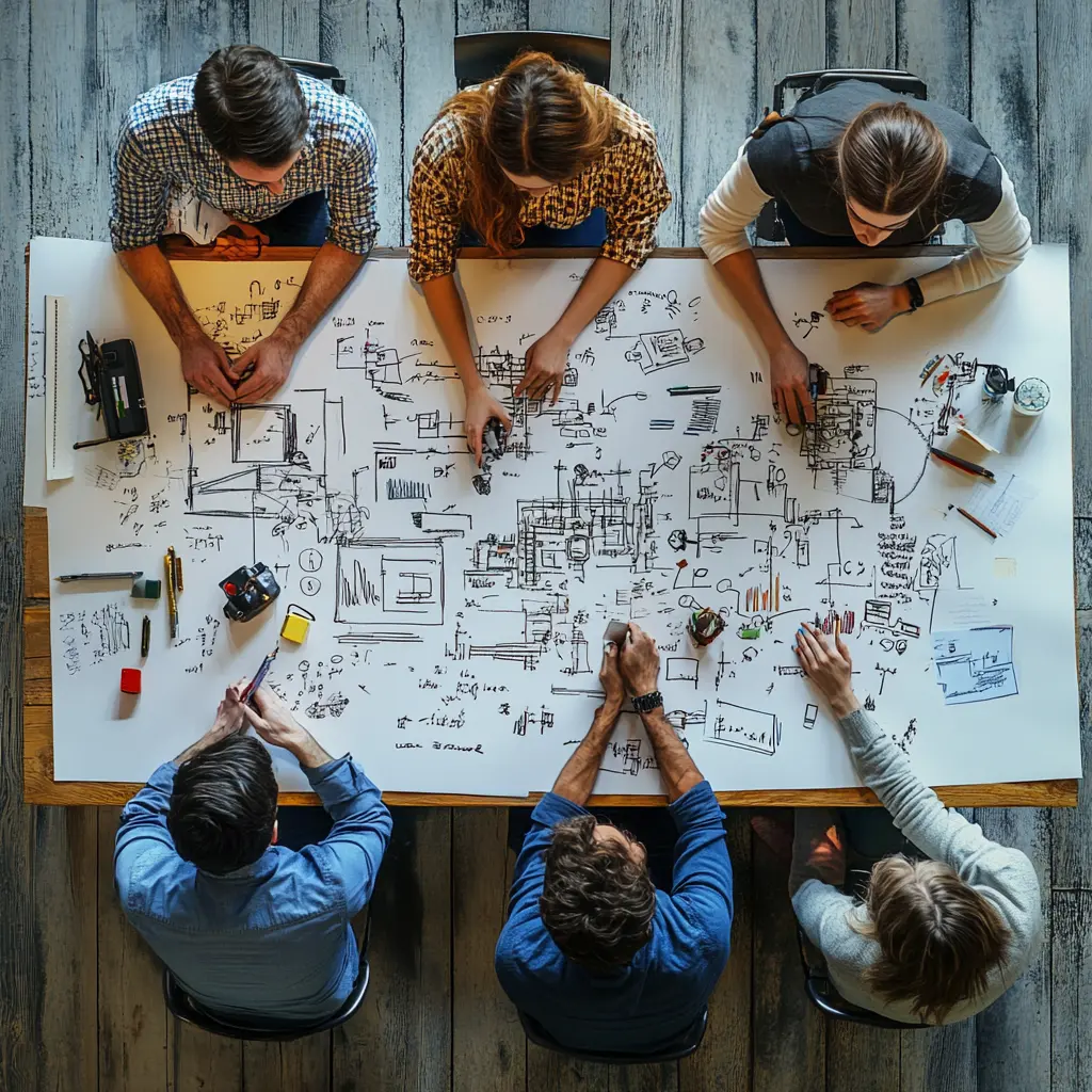 IT Team Driving Innovation on Existing Platforms A team of IT professionals collaborating on a project to innovate existing software platforms.