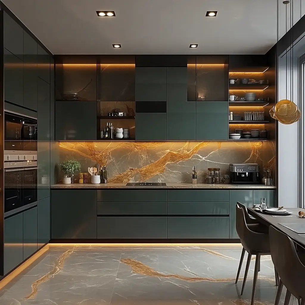 Modern Kitchen Design with a Pleasant Color Palette A modern kitchen with a minimalist design and a soothing color palette.