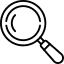 A black magnifying glass isolated on a white background.