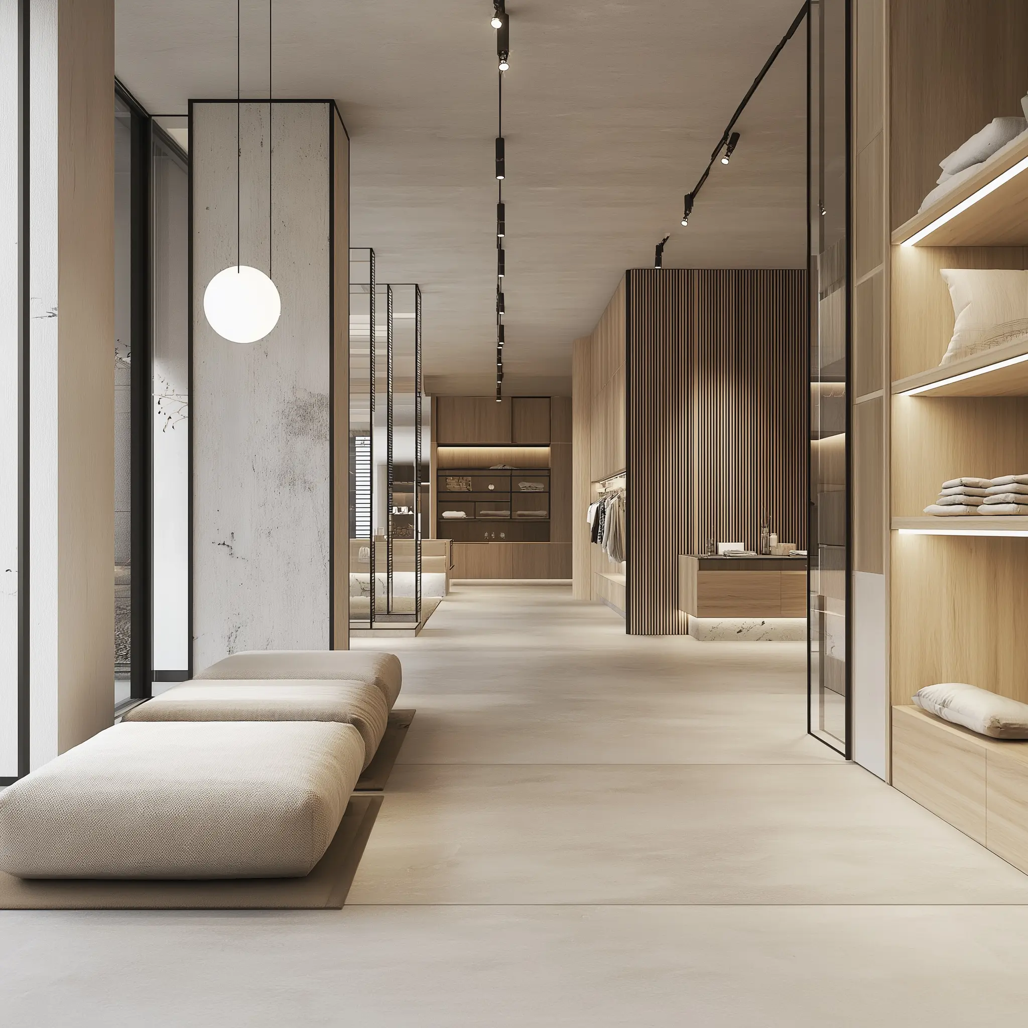 Modern Interior Design Inspired by Zara: A Sleek and Stylish Aesthetic A minimalist living room interior featuring a neutral color palette, sleek furniture, and stylish decor, inspired by Zara's aesthetic.