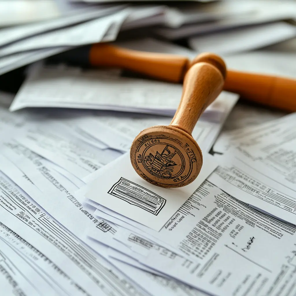 Completed company registration documents with an approval stamp.