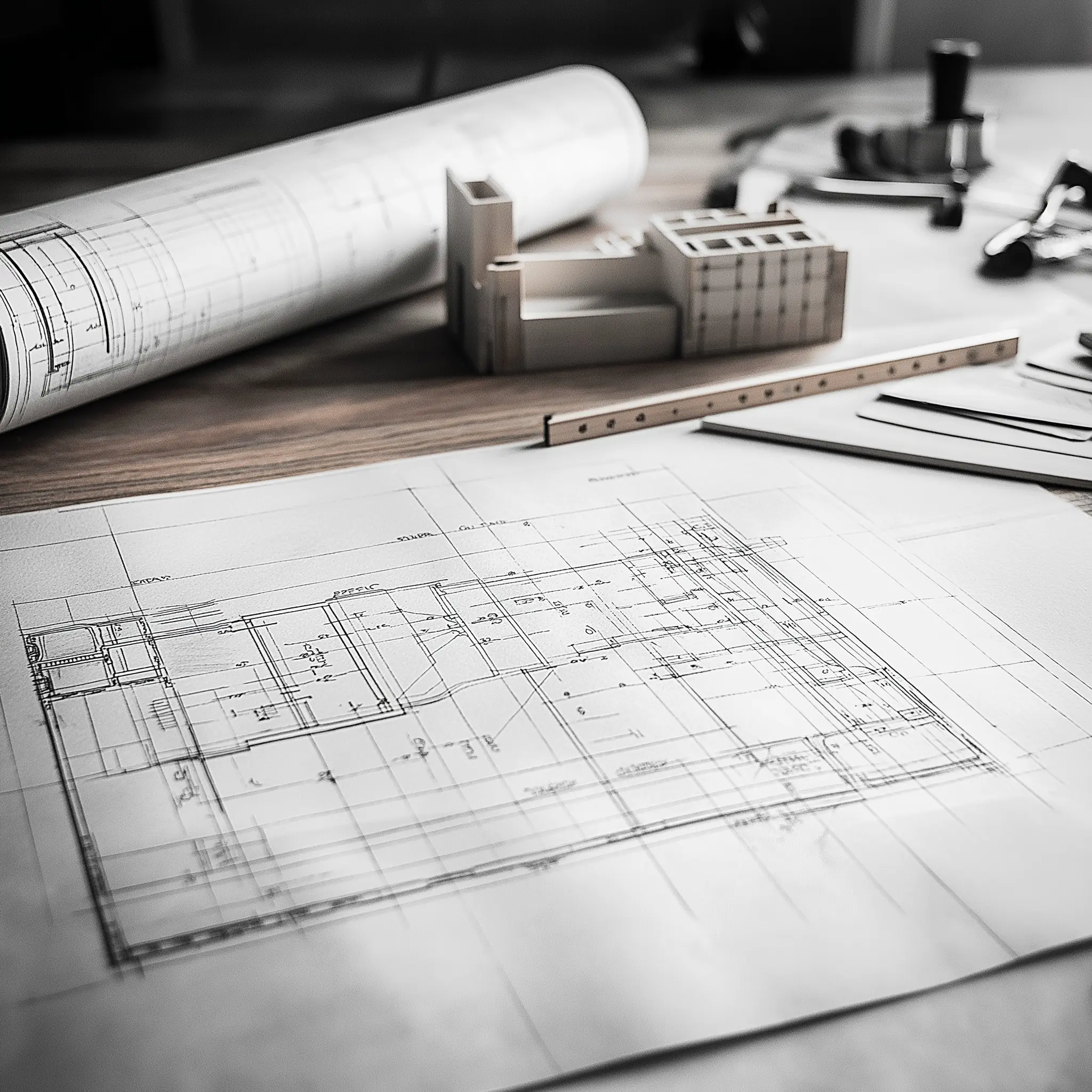 Architectural Blueprints: A Vision Brought to Life A set of architectural blueprints showcasing a detailed design plan Permit Processing.