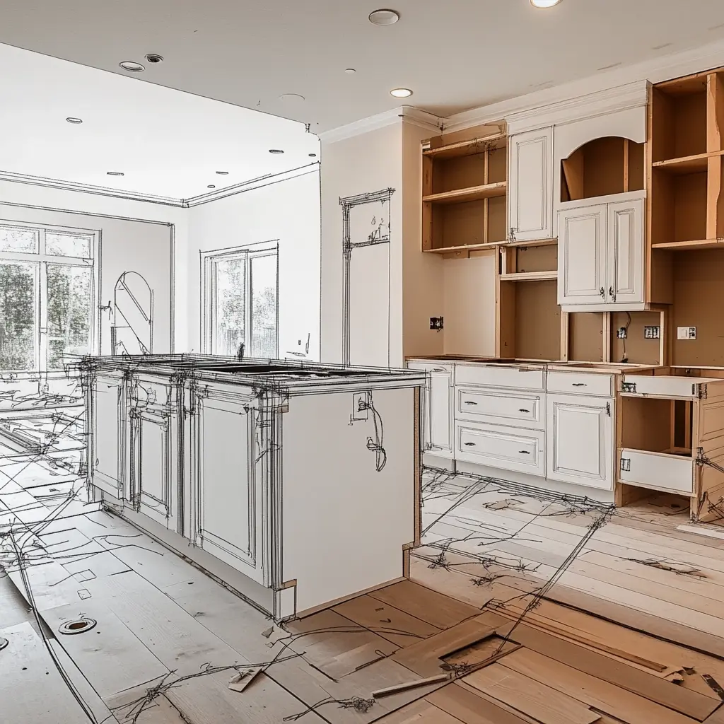 Modern Kitchen Design: Sleek and Stylish A before-and-after photo of a kitchen renovation, highlighting a common mistake.