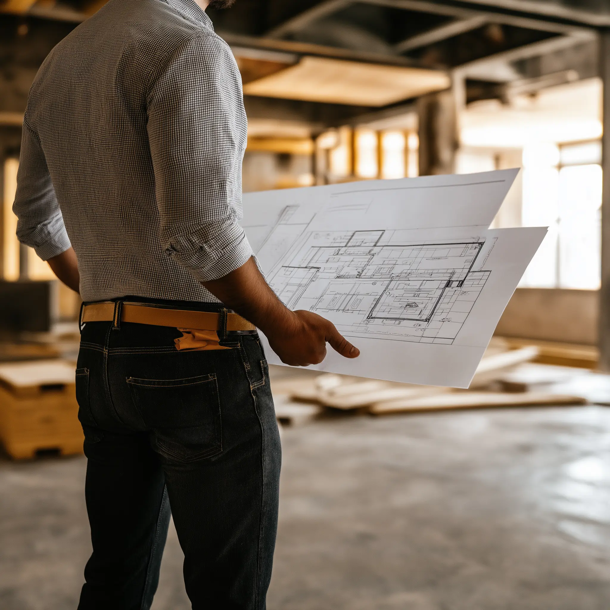 Construction Manager: Interior Fit-Out Responsibilities A construction manager reviewing building permit applications at a construction site permit.