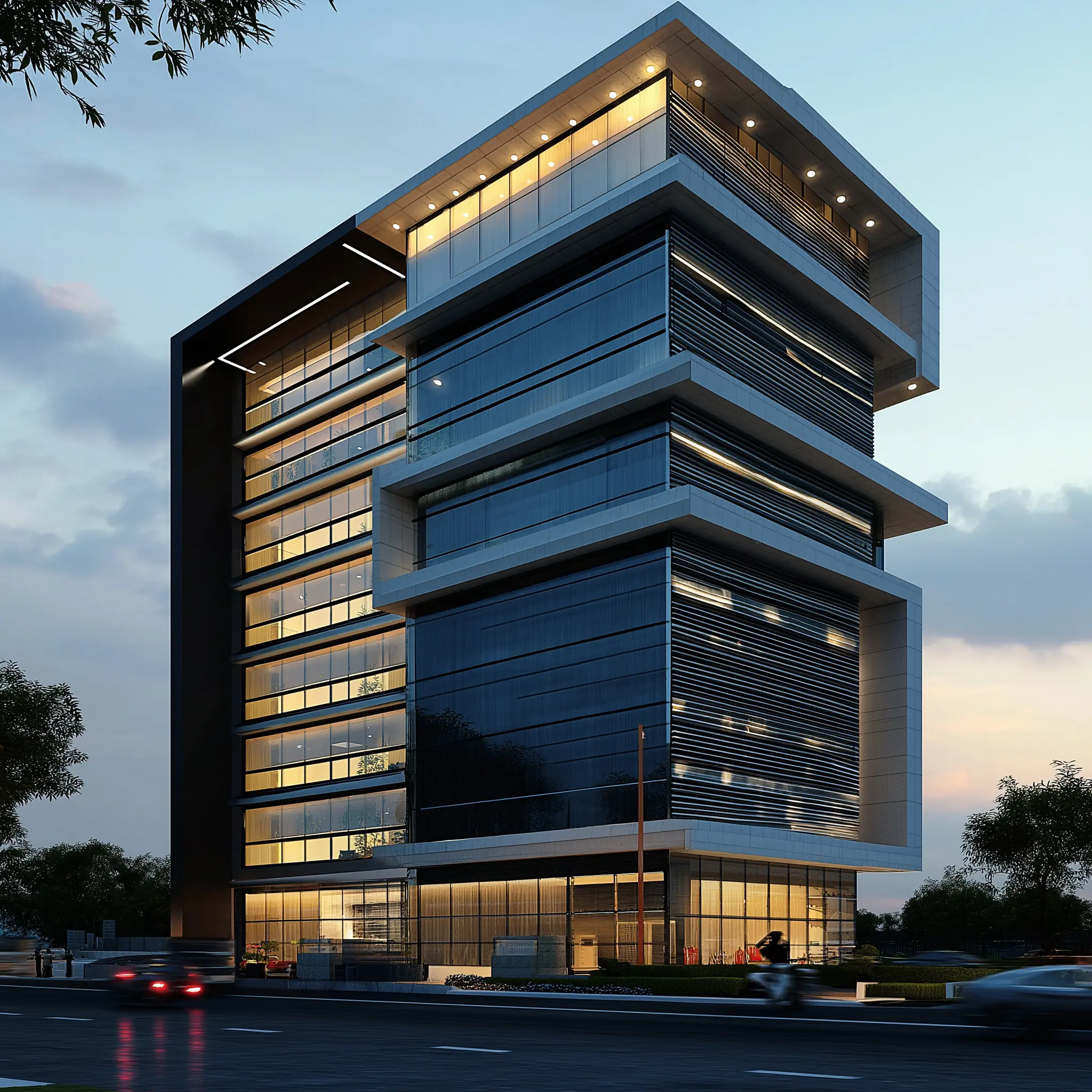 Functional and Stylish: 18-Story Office Tower An interior rendering of a modern office space with natural light and open floor plan Commercial Architecture.