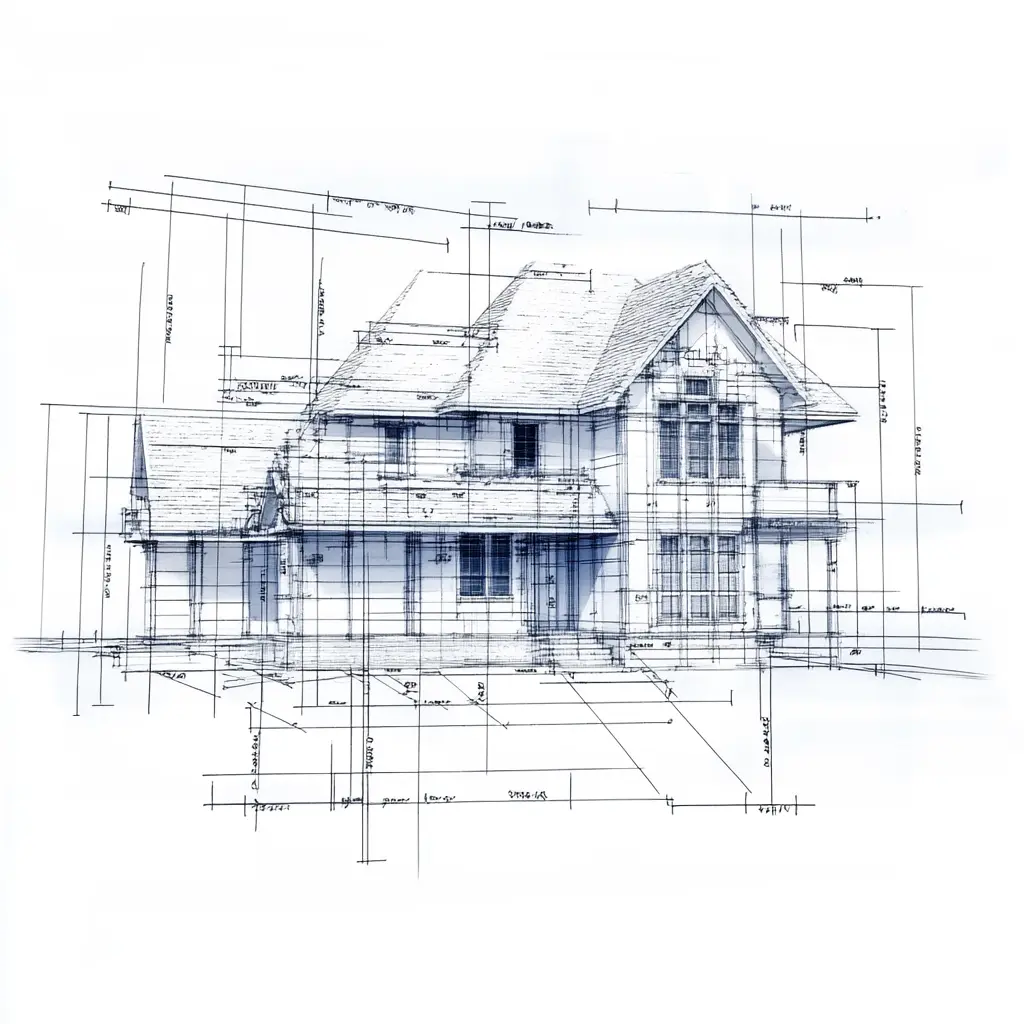 House Blueprint: Detailed Architectural Plans A detailed blueprint of a house with floor plans and elevations As-Built.