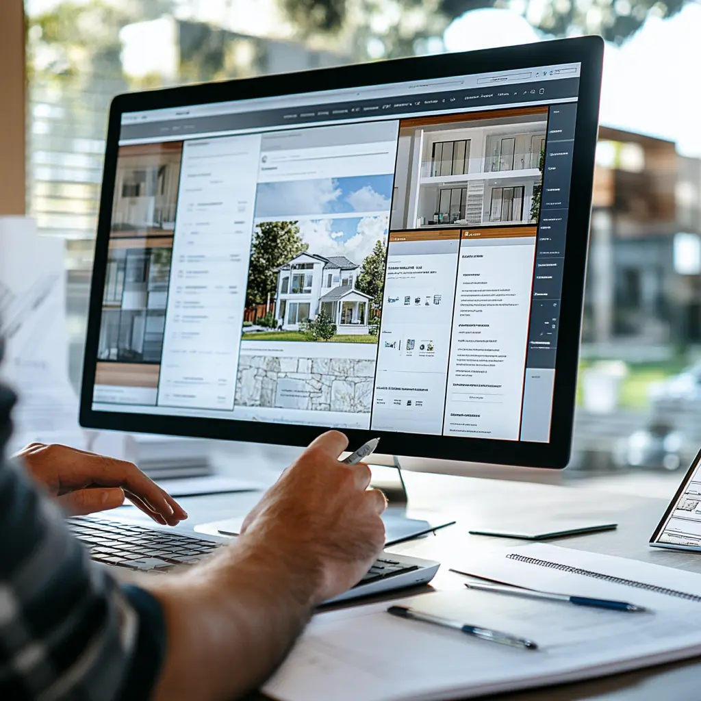 A screenshot of a computer screen showing a user interface for a real estate website being designed.