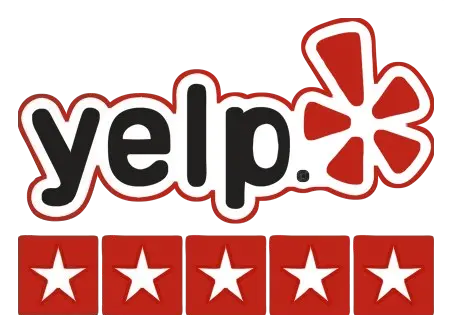 Yelp logo with 5 stars indicating exceptional customer satisfaction.