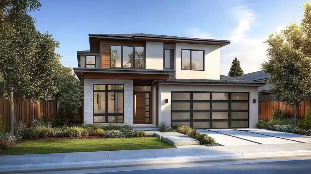 A modern California home with an attached ADU, showcasing contemporary design.