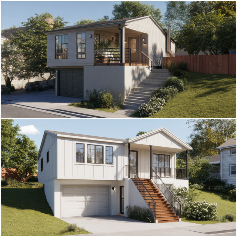 Suburban house with basement and above garage ADUs