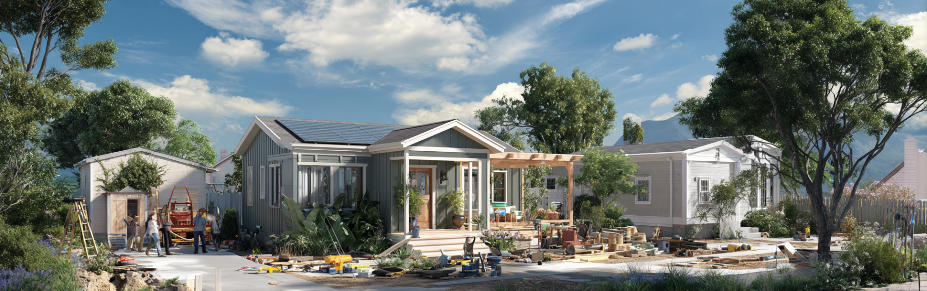 California ADU construction with architect and homeowners