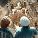 Aerial view of a modern home under construction in Los Angeles.
