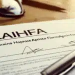 Official CalHFA (California Housing Finance Agency) application form on a desk with a pen and glasses.
