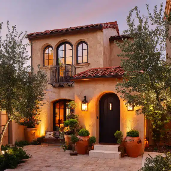 Spanish Revival ADU with a red clay tile roof and sandy stucco exterior, showcasing a project by custom adu builders in Ladera Ranch.