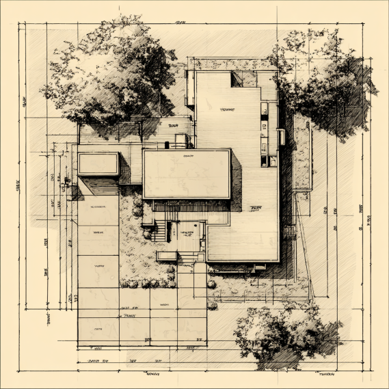 A simple residential site plan showing a house, property lines, and driveway with clear dimensions for a permit.