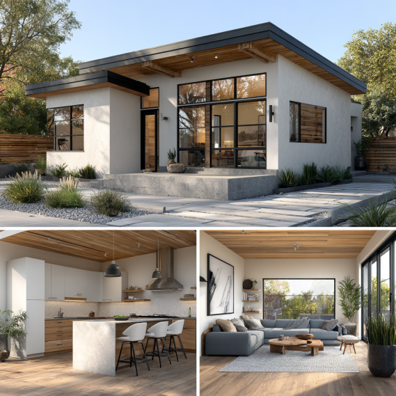 A new attached ADU built seamlessly onto a modern home in California, showing a professional adu builder's work.
