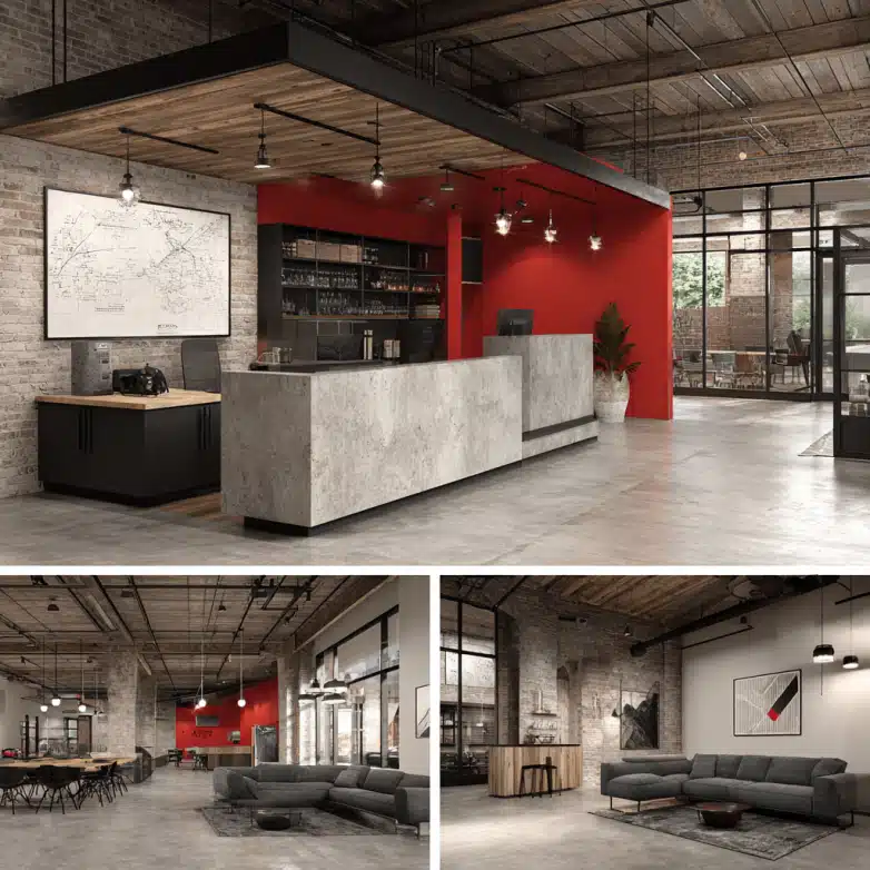 Interior Design for Commercial Buena Park: Office & Retail Concept Modern commercial interior design concept showing a cohesive blend of an elegant office and a retail space.