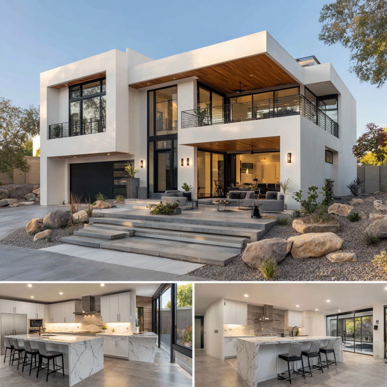 Expansive outdoor living deck with plunge pool and firepit, illustrating the indoor/outdoor blend in custom homes design in Yorba Linda.