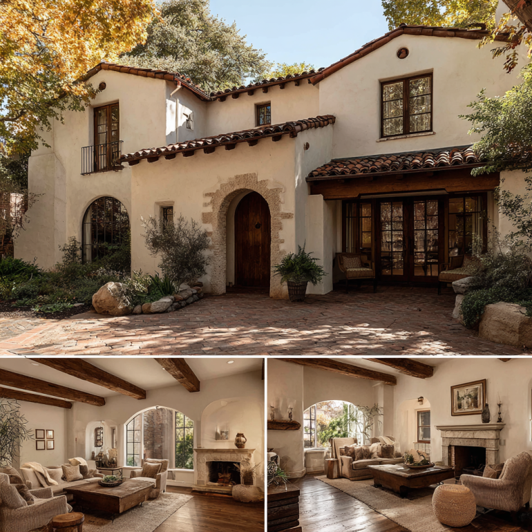 Ultra-realistic exterior view of a magnificent Spanish Colonial custom homes design in Villa Park under bright sunlight.