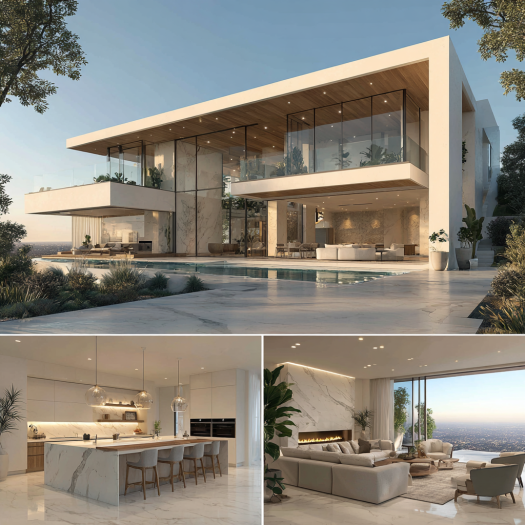 Infinity pool overlooking panoramic views from a contemporary Custom Home Design in Bel Air.